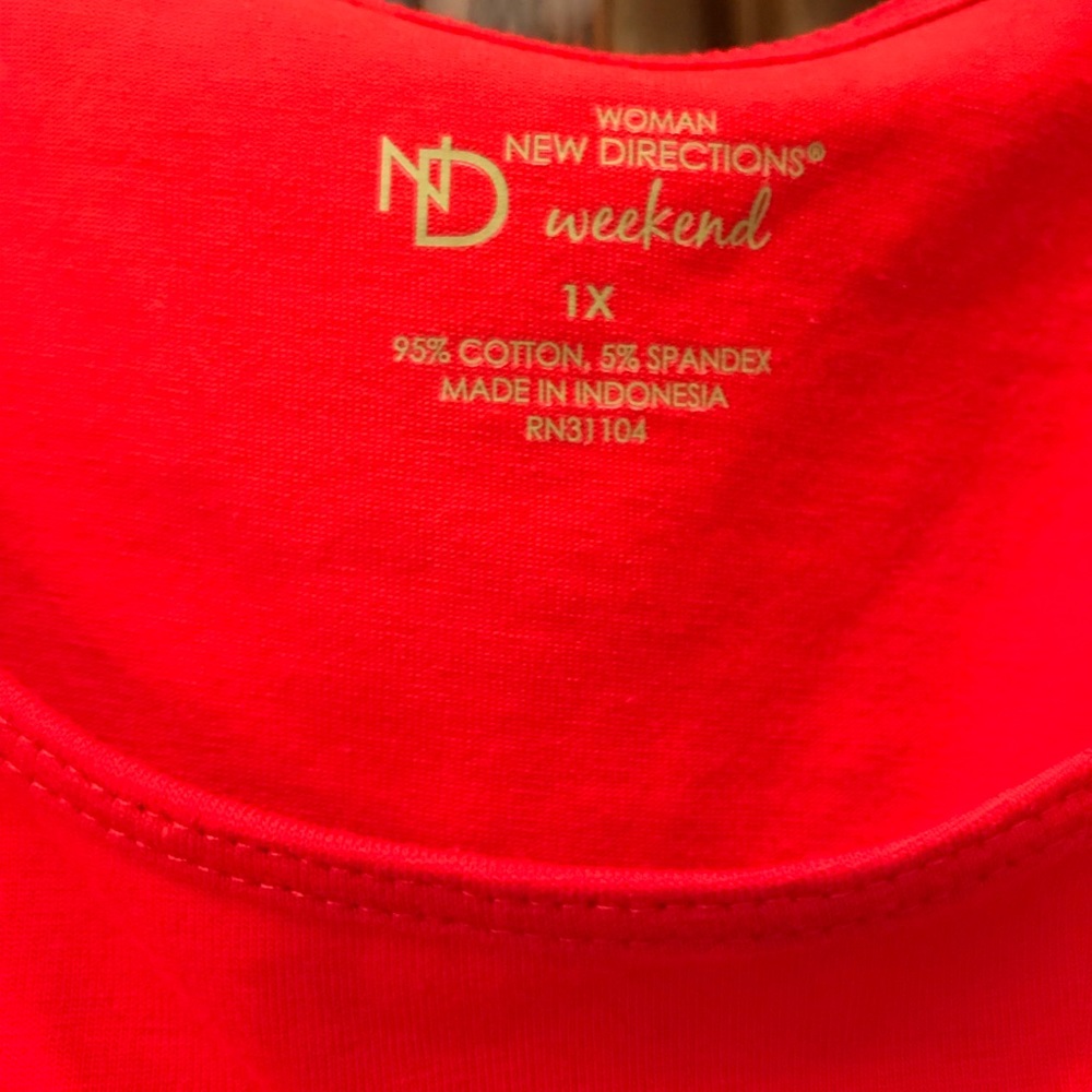 New Direction Stretchy Top - Red - Size 1X- NWT - Picture 3 of 3